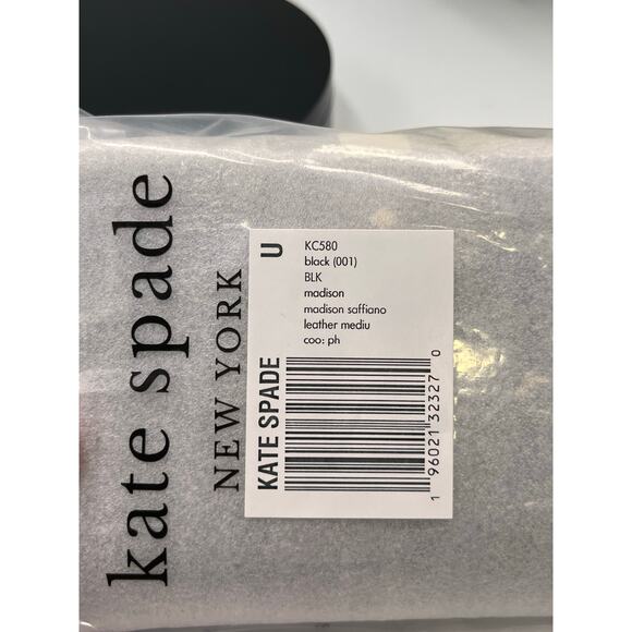 Kate Spade Madison Leather Medium Compact Bifold Wallet Black KC580 New - Picture 4 of 8